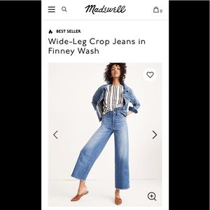 Madewell Wide Leg Crop Jeans, Finney Wash, sz26👖✨